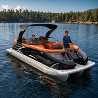 Bateau ponton sportif haut de gamme S-22A, bateau ponton de luxe en aluminium, capacité de 12 personnes, arche sportive électrique, croisière familiale