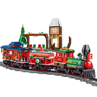 ABS 1217PCS Blocs colorés de Noël Piste Télécommande Vitesse Réglable Xmas Train Station