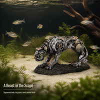 Ornamen Akuarium Robot Mecha - Dekorasi Akuarium Ikan Robot dengan Sentuhan Tangan pada Alas Batu Cetak untuk Akuarium Air Tawar