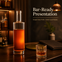 Bouteille en verre transparente à col étroit Solent pour spiritueux, base transparente, idéale pour l'emballage de whisky et de brandy haut de gamme