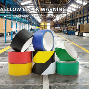 Yellow Black PVC Acrylic Pressure Sensitive Waterproof Single Sided 0.15mm Thick Customizable Diameter Warning <b>Tape</b> Floor Hazard - Product Image 1