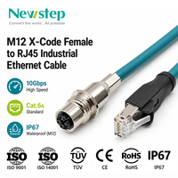 Kabel Ethernet Industri M12 X-Coded 8Pin Female ke RJ45 Cat6A Kecepatan Tinggi SSTP Terperisai untuk kabel ethernet industri
