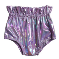 Yulan Nouveautés Short en cuir PU pour enfants multicolore brillant Bloomer à volants pour bébé