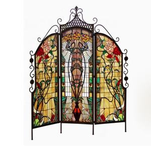 Mampara de Vidrio Artístico Tiffany con Diseño Floral, Plegable en Tres Partes, de 47''*59'', para Bar, Oficina o Sala de Reuniones - Product Image 1