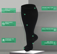 Chaussettes de compression à coupe ras du cou grande taille pour femmes, hommes et jeunes, 20-30 mmHg, mollets extra larges, antibactériennes, respirantes, soutien de la circulation