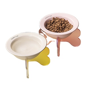 Hàn Quốc Bd Hiện Đại Đĩa Bay Mèo Con Chó Bát Thân Thiện Với Môi Gốm 2-Trong-1 Thực Phẩm Nước Chống-Đen Cằm Cổ Bảo Vệ Thép Bd Bát - Product Image 1