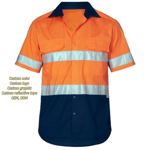 Camicia di sicurezza bicolore a manica corta ad alta visibilità e lavoro industriale all'aperto Upf50 + asciugatura rapida traspirante - Product Image 3