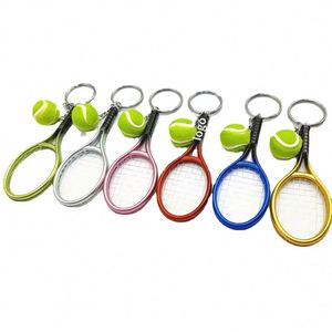 Custom Logo Printed Fashionable <b>Creative</b> Mini Fan Simulation Tennis Racket Set Keychain Pendant Hot Selling Sports <b>Gift</b> Keychain - Product Image 1