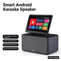 Mini machine de karaoké avec écran tactile détachable de 14,1 pouces, haut-parleur Android, WiFi, 2 micros sans fil