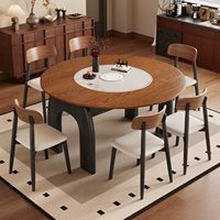 Leicht Luxuriöser Retro Quadratisch-Runder Multifunktionaler Hochwertiger Massivholztisch, Geeignet für Zuhause, Hotel und Restaurant
