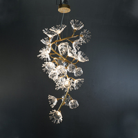 Lustre artistique en cuivre massif, éclairage créatif de luxe léger pour escalier de villa, duplex et salon