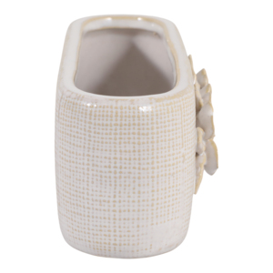 Vaso ovale in ceramica con applicazioni floreali per uso interno ed esterno - Product Image 3