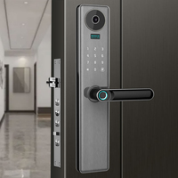 Serrure intelligente Tuya MS858M avec empreinte digitale + carte + mot de passe + application + clé, cylindre de serrure de classe C, WiFi, corps en aluminium, alimentée par piles AA