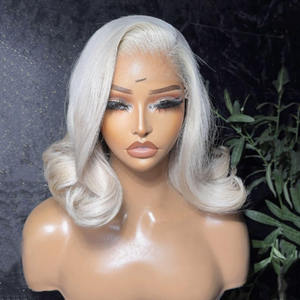 Perruques Bob Lace Frontal Blanches pour Femmes, Cheveux Humains Péruviens Blond Naturel, Alignés sur la Cuticule, Perruque Complète en Dentelle - Product Image 2