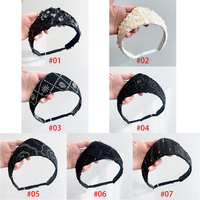 Serre-têtes larges en dentelle unie avec sequins, élégants, brodés, antidérapants, décoratifs et simples