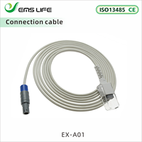 Câble adaptateur capteur SpO2 en cuivre étamé compatible EMSLIFE pour moniteur patient Mindray N10/N12/UMECA10/IPM1O, 5 broches, 3m, modèle