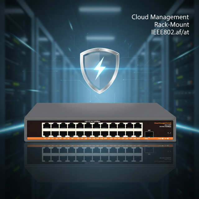 Commercial Grade Web Managed 24 Ports 36Gbps Capacity Ethernet Switch with POE QoS VLAN Support 110-240V AC