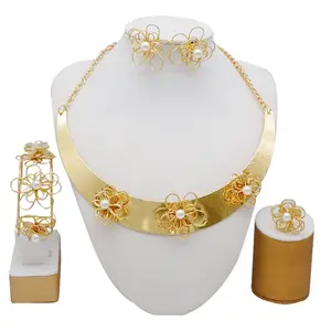 large set necklace Dubai bridal set clothing accessories Europe America and Africa popular design earrings bracelet