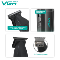 Tondeuse à cheveux professionnelle sans fil VGR V-906 pour hommes, boîtier en plastique, lame DLC