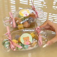 Boîte de rangement jetable en plastique transparent pour desserts et gâteaux, en forme de macaron, pour décoration de fête, 6 pièces