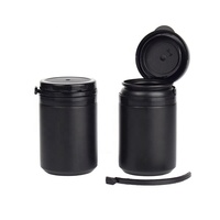 Flacon pharmaceutique vide en plastique PE noir rond de 60 ml et 80 ml avec bouchon à clapet pour capsules et pilules