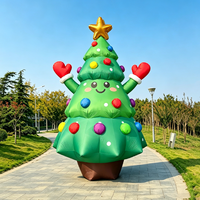 Décoration de Noël gonflable double étoile en forme de sapin, en tissu Oxford, pour extérieur, jardin, pelouse, installation durable