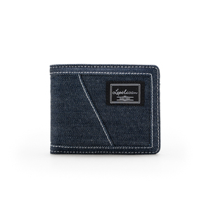 Denim Panelled Wallet RFID Blocking <b>Slim</b> <b>Card</b> <b>Holder</b> Open Wallet Multifunctional Short Wallet Cloth Lining Unisex Fashion Daily - Product Image 1