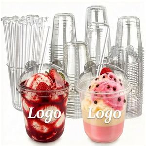 Gobelet transparent en PET de qualité alimentaire, épaissi, jetable, en forme de U, 89 mm, avec couvercle et logo, pour thé au lait, café, jus et boissons froides (vente en gros) - Product Image 3