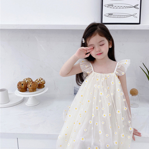 Nuevo Estilo, Diseño Lindo, Vestido de Gasa con Estampado Floral y Mangas con Volantes para Bebé Niña Princesa - Product Image 4