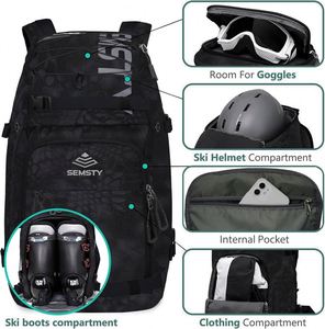 Bolsa para Botas de Esquí de Muestra Gratuita, Bolsa Impermeable para Botas de Viaje para Cascos de Esquí y Almacenamiento de Ropa, 2 Compartimentos Separados - Product Image 3