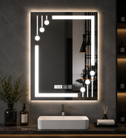 Miroir de maquillage intelligent en aluminium avec éclairage LED, écran tactile, luminosité réglable, trois couleurs d'éclairage, anti-buée pour salon et salle de bain