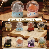 Boîte Mystère en Résine Chat Mignon de Dessin Animé, Design Créatif Boule de Cristal, Lot de 8 Ornements de Bureau, Article Décoratif Cadeau