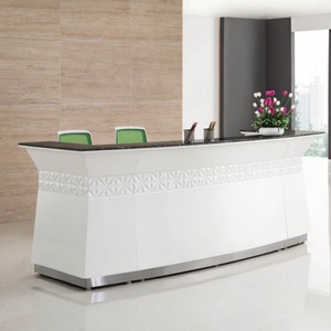 China Supply White Modern Wooden Reception <b>Desks</b> Counter Office Hotel Spa Beauty Salon Hotel Panel Reception <b>Desks</b> - Product Image 2
