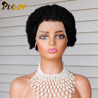 Perruques Courtes Pixie en Cheveux Humains Bouclés Afro, Perruques Pixie Full Lace Couleur Naturelle pour Femmes Noires, Perruques Bob Sans Colle – Prix Usine