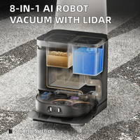 Penyedot Debu Robot AI 8-in-1 Basah/Kering untuk Rumah Tangga dan Hotel, Pembersihan Otomatis, Dapat Disesuaikan, UK, Bertenaga, Super Anti-Kusut, Lidar