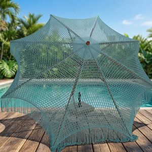 Parasol en macramé JNC MONO 3m en coton, crocheté, pour hamac, tropical, extérieur, écologique, avec motif imprimé en sérigraphie - Product Image 1