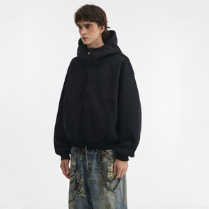 High Quality Winter Streetwear 350 Gsm 100% Cotton Boxy Heavy Weight Fleece Custom Oversized Print Plain Dyed Zip Hoodie - Product Image 5