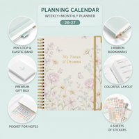 Agenda A5 élégant à fleurs, impression personnalisée, journal floral à spirale, organiseur hebdomadaire et mensuel, carnet autocollant, logo OEM