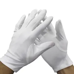 定制聚酯聚酰胺工业手套无尘银检测超细纤维白色珠宝安全工作手套