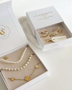 OEM prix de gros velours boîte à bijoux ensemble emballage blanc pour colliers bagues - Product Image 1