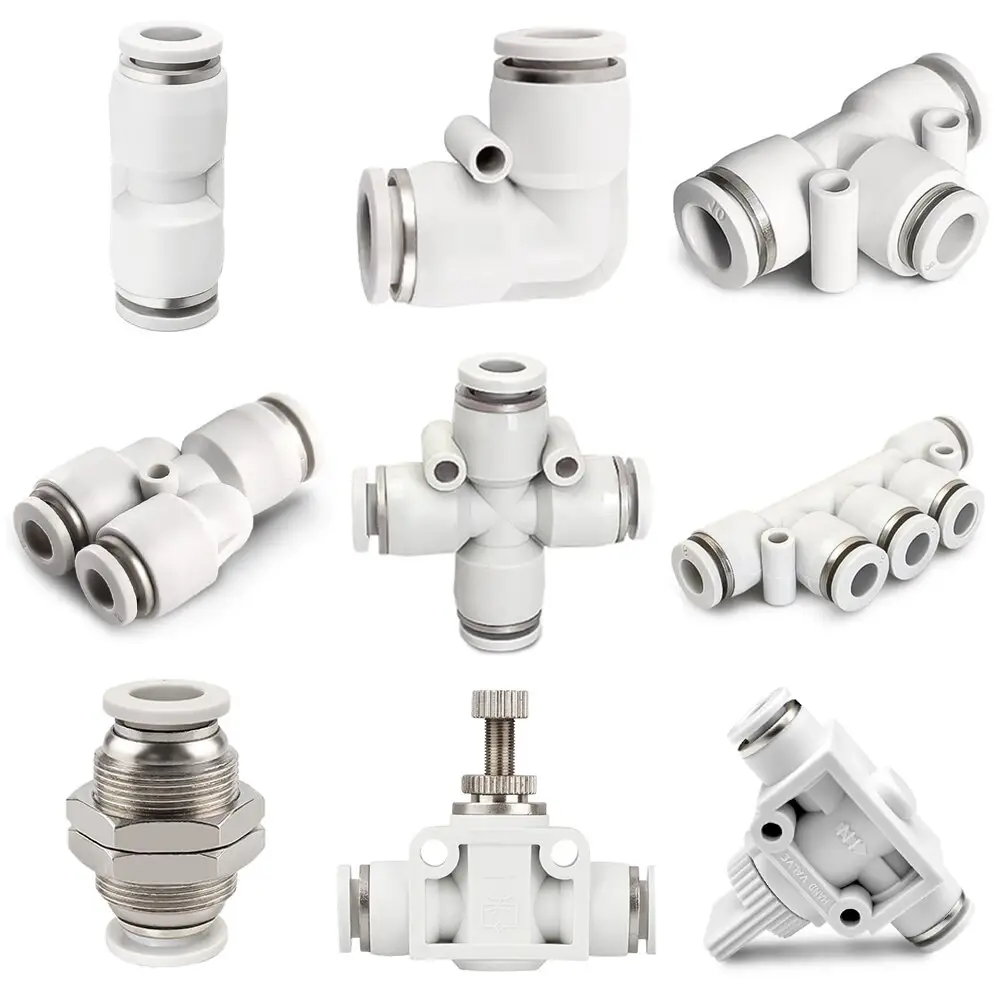 High Quality Wholesaler Pneumatic One Touch Tube Fittings Pneumatic Connectors Plastic Pneumatic Air Fittings