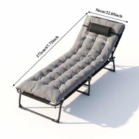 Lit de camp pliable portable réglable avec oreiller confortable, lit multi-usages pour le camping en plein air