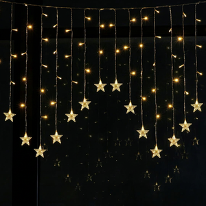 Rideau lumineux solaire LED pour scène extérieure, lumières de Noël - Product Image 1