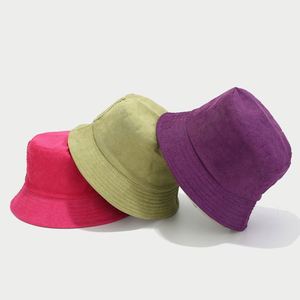 Chapeau Bob Rétro en Velours Côtelé Double Face Couleur Unie Automne Hiver - Product Image 3
