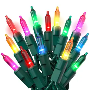 Mini Cadena de luces navideñas multicolores centelleantes, 20 pies, 100 LED para decoración de árboles de vacaciones, certificado UL de hadas para interiores y exteriores