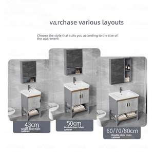 <span class=keywords><strong>Armoire</strong></span> <span class=keywords><strong>de</strong></span> rangement <span class=keywords><strong>de</strong></span> salle <span class=keywords><strong>de</strong></span> bain moderne Wayon, grise, résistante à l'humidité, <span class=keywords><strong>avec</strong></span> lavabo en céramique intégré - Product Image 3