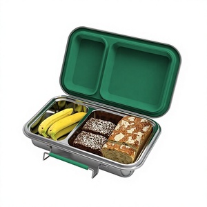 Factory Direct Supply Stainless Steel <b>Lunch</b> <b>Box</b> 2 <b>Compartment</b> 950Ml Leak Proof <b>With</b> Handle For Office Use - Product Image 5