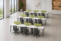Poste de travail de bureau personnalisé 3 places avec écran de confidentialité, mobilier de coworking, bureau en espace ouvert