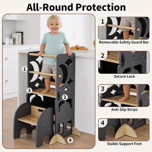 <b>Toddler</b> Standing <b>Tower</b> 4-in-1 Kitchen Stool Foldable with Double Blackboard - Product Image 4