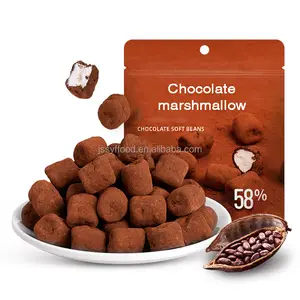 OEM vente en gros personnalisé Halal poudre de cacao de haute qualité enrobé de chocolat guimauve haricot de chocolat mou